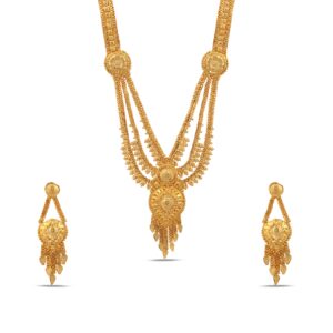 Gold 3 ser long necklace