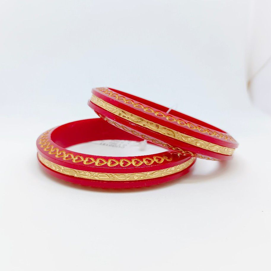 Gold ras chudi marun colour border heart printing chudi