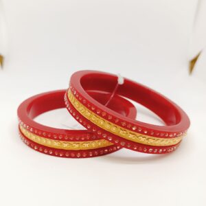Gold ras chudi red colour