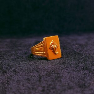 22k Gold plain with ganeshji design ring