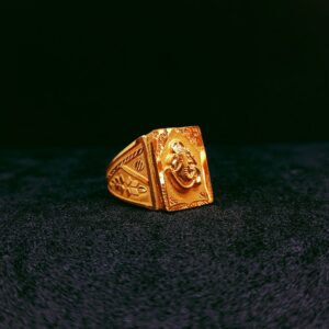 22k Gold ganpati embossed Design Ring