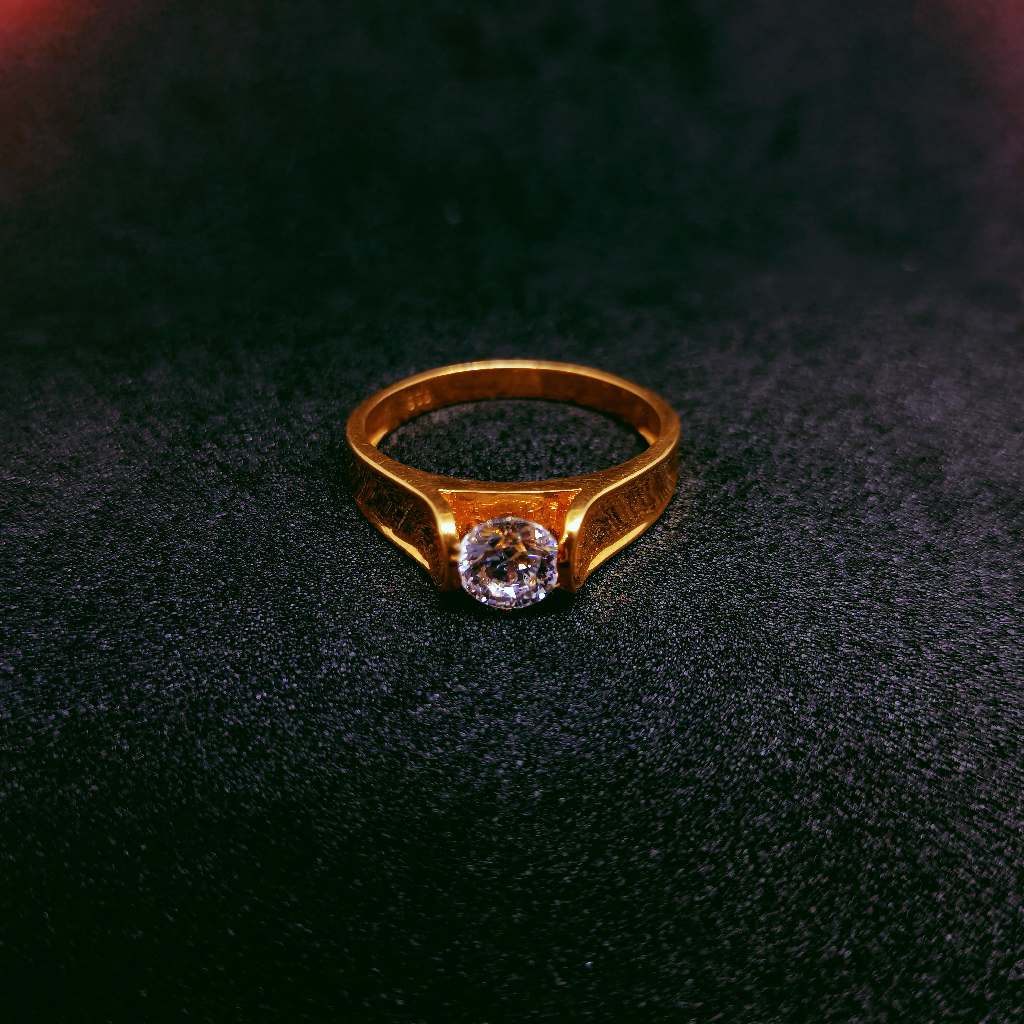 916 gold plain with Single stone ring - Image 2