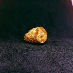 22k gold three Leaf icon ring