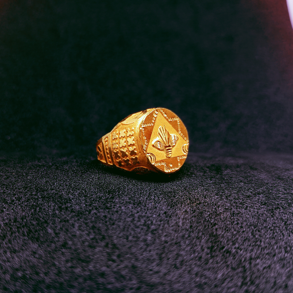 22k gold three Leaf icon ring