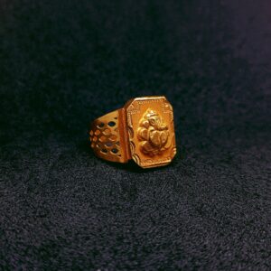 916 Gold Ganpati With Pattern Casting Ring