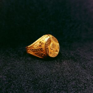 22k gold black card icon ring