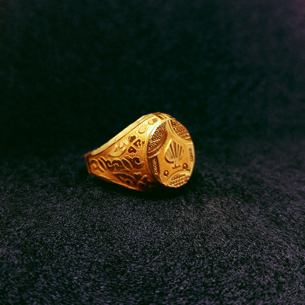 22k gold black card icon ring