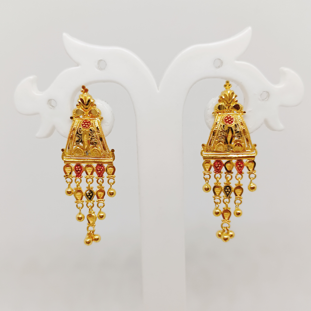 916 Gold Paan shape Hanging Earring
