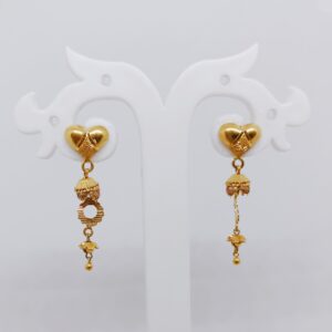 916 gold heart tops with fancy hanging earrings