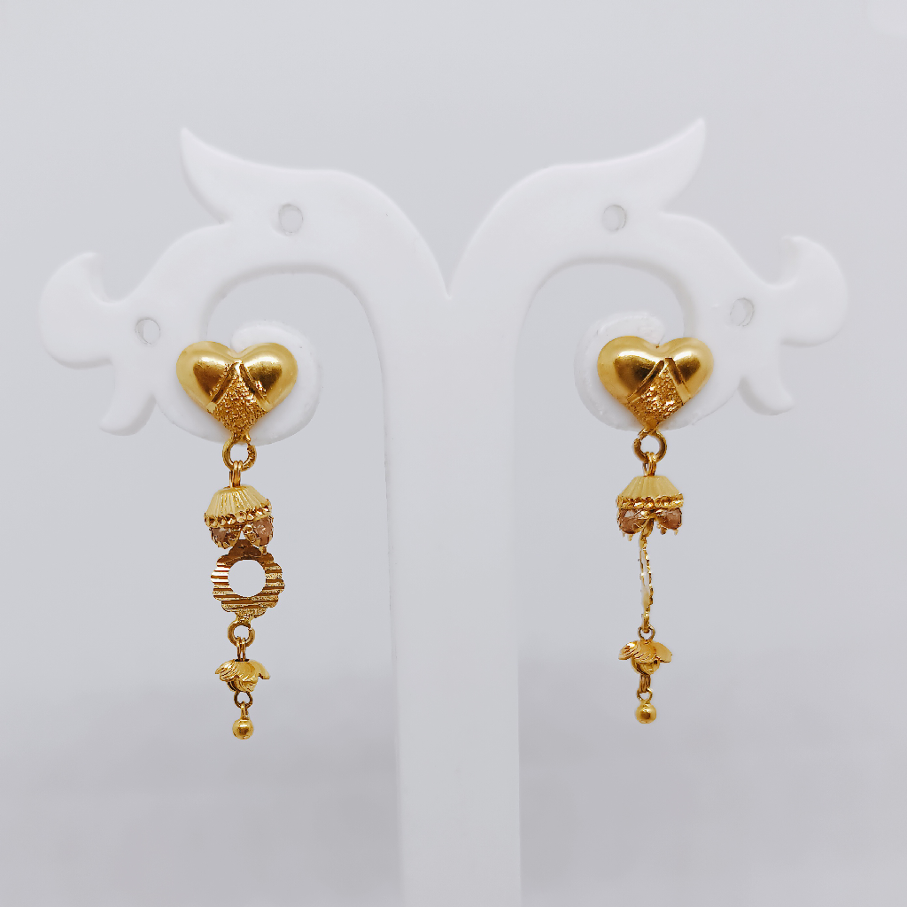 916 gold heart tops with fancy hanging earrings