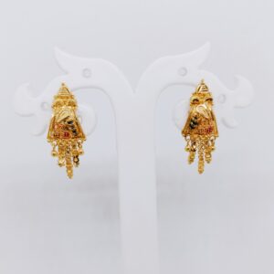 Gold red and green meena work Earrings