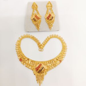916 gold with red and black color Necklace set