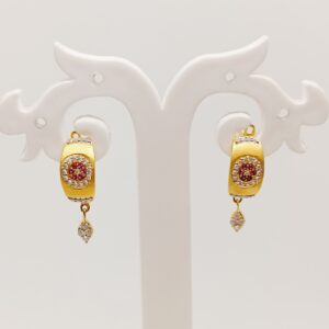 22 Carat Gold pink stone Earrings