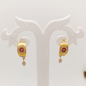 22 Carat Gold pink stone Earrings