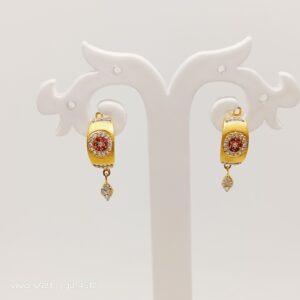 22 Carat Gold pink stone Earrings