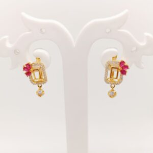 20k gold pink choki stone earring