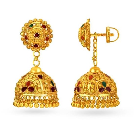 916 Gold Designer Jummar Earrings GJ-E05