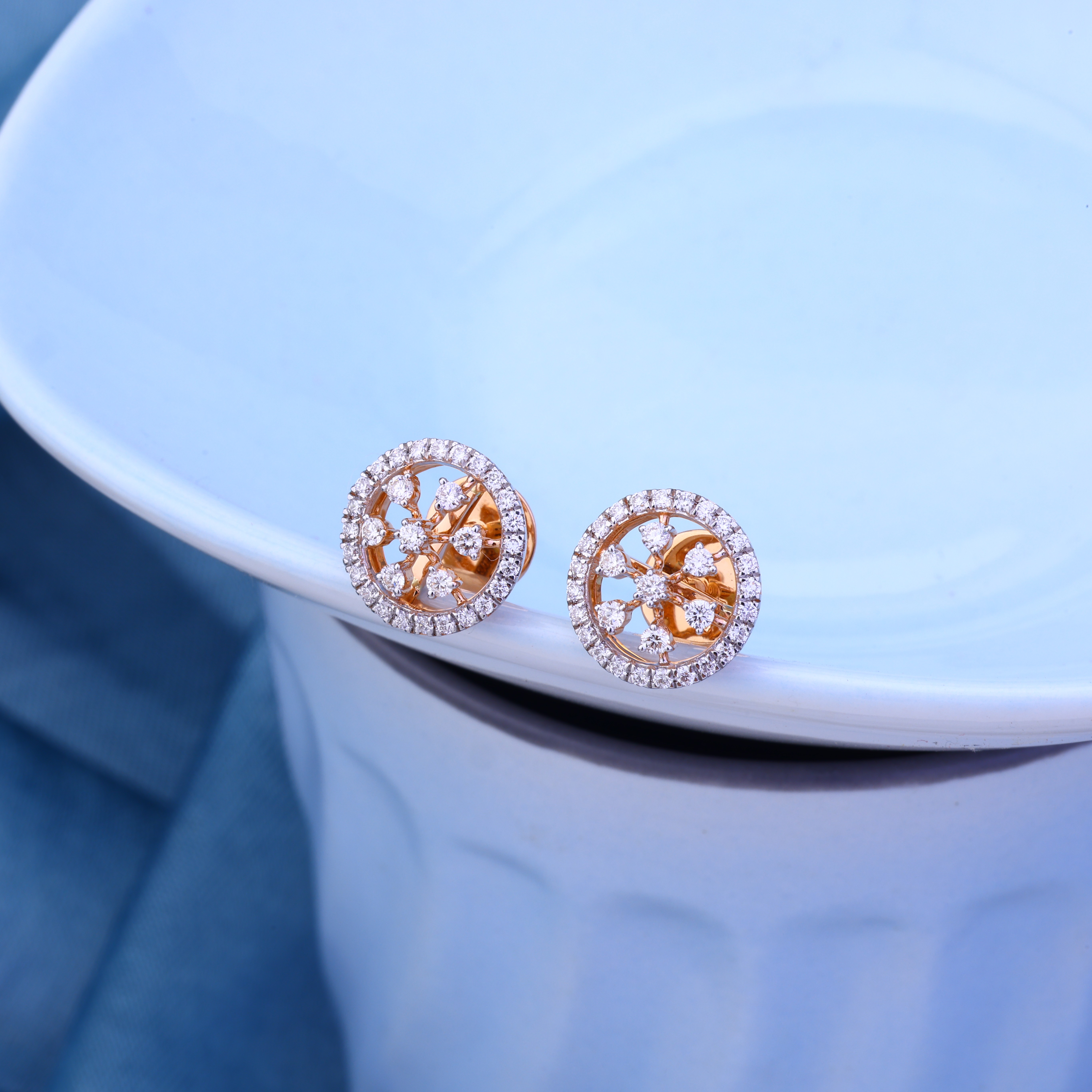 18Kt Rose Gold Round Shape Earrings
