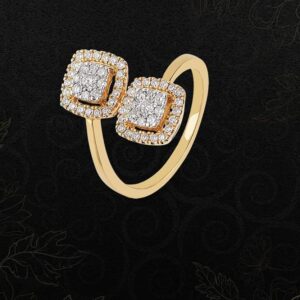 22KT yellow Gold square cross fitters ring for Women