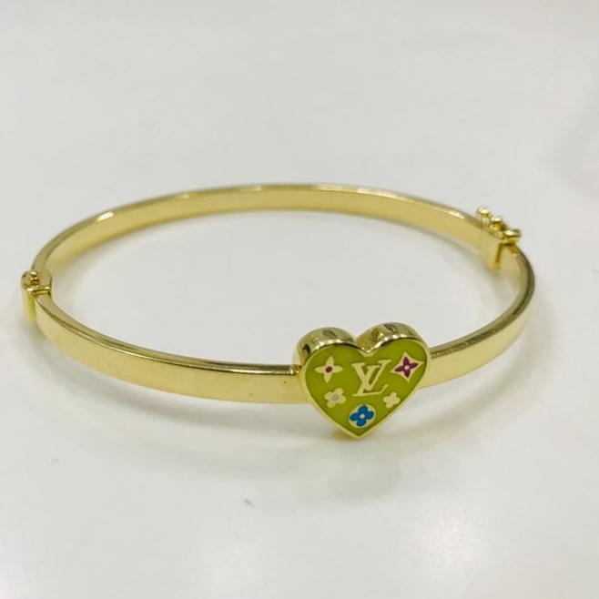 22Kt Yellow Gold Astounding Heart Shape Green meeno Brecelet For Women