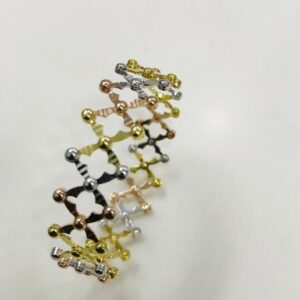 22KT Yellow Gold Three Tone Zik Zake Beauty Brecelet For Women
