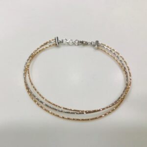 18 Kt Rose Gold Subtle Three Tone Three line Fancy Brecelet For Women