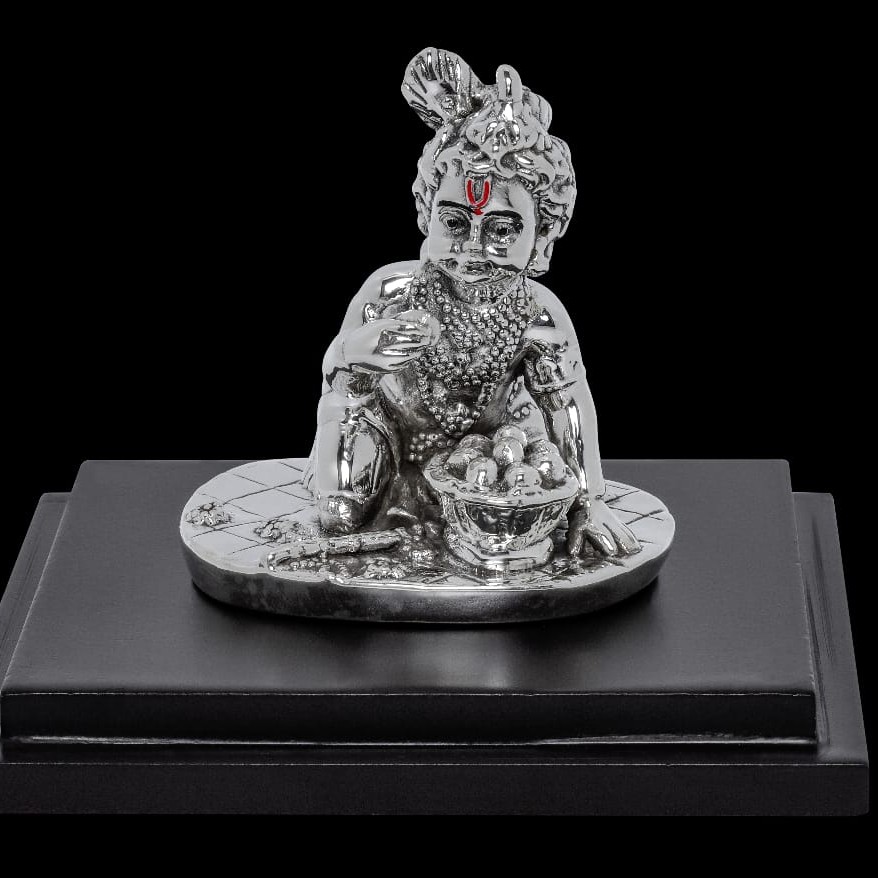 92.5 Sterling Silver Ladoo Bal Gopal Thakur Ji Krishna Kanha  Murti