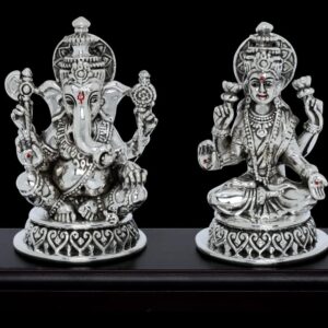 92.5 Sterling Silver Antique Ganesh Laxmi  Idol