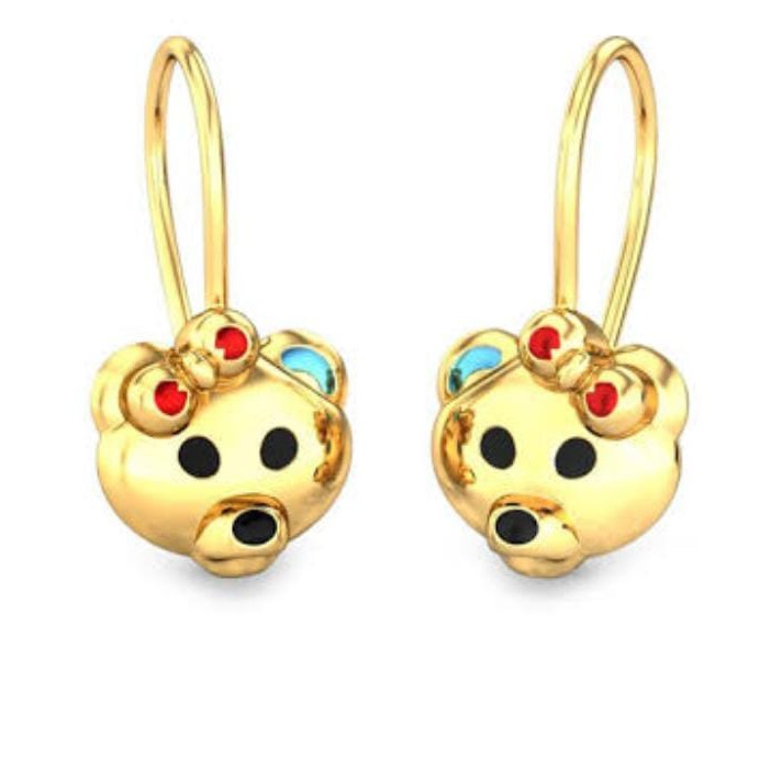 22Kt Yellow Gold  Bear World haging  Earrings For kids