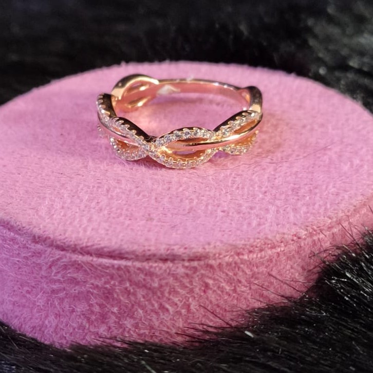 92.5 Sterling Silver Rose  Plated Anassa  Ring For Women