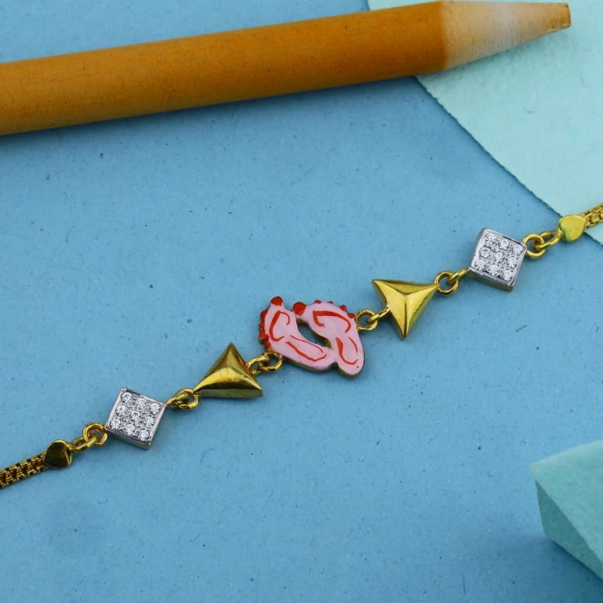22kt yellow gold step rakhi for kids