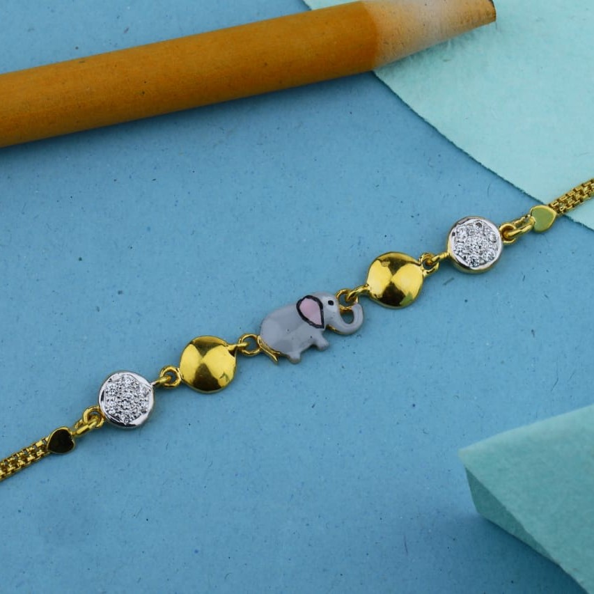 22kt yellow gold elephant rakhi for kids