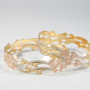 22kt Yellow Gold Sylvan Decked Heart Bangles For Women