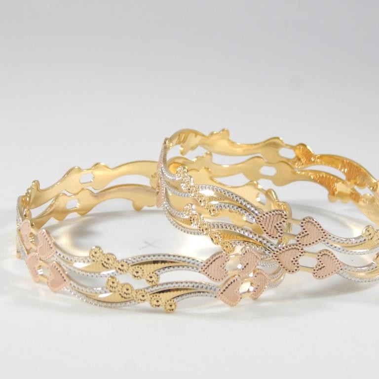 22kt Yellow Gold Sylvan Decked Heart Bangles For Women