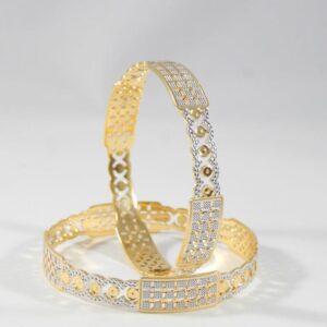 22Kt Yellow Gold Clefted Dazzle Bangles for Women