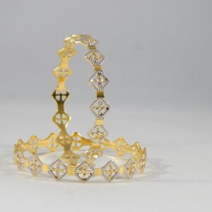 22Kt Yellow Gold Rectangle shape Full Rodiyam Polish Cnc Bangles for Women