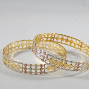 22kt gold fancy three tone plated  cnc bangles for women