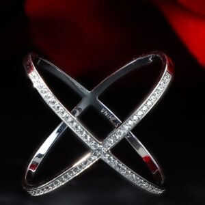 92.5 Sterling Silver Cz Fancy Ramola Ring For Women