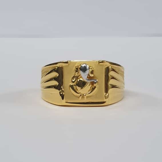 22Kt Gold Dull Polish Ganpati Design ring for Men