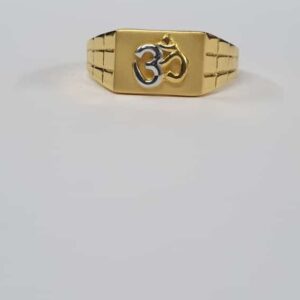 22kt Gold Dull Polish Chex Design om Ring for Men