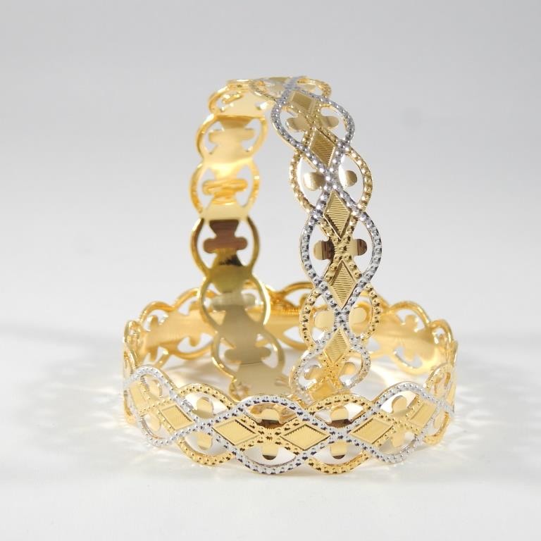 22KT yellow Gold Bangles With Zik Zak Degine For Women