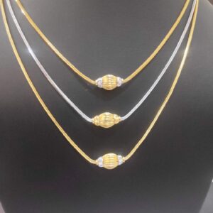 22KT Gold 3line Mala With Rhodium finish For Women