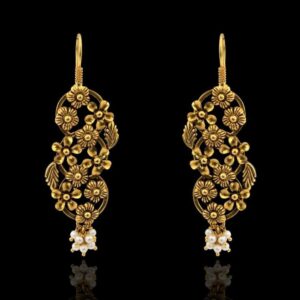 22KT yellow Gold Semi Long Earring for Women