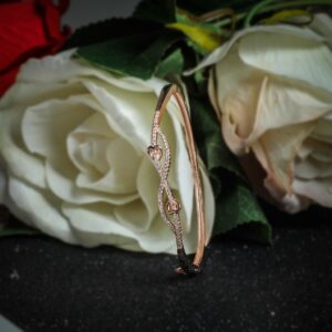 92.5 Sterling Silver Heart Shape Cz Rose Tone Brecelet for Women
