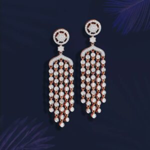18kt Rose Gold Long Earring For Loving Diamond Jewellery