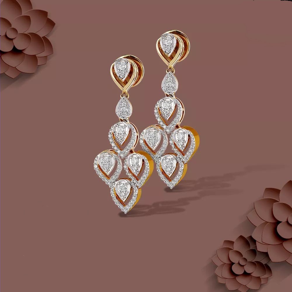 22KT yellow Gold Long Earring For Tall Women