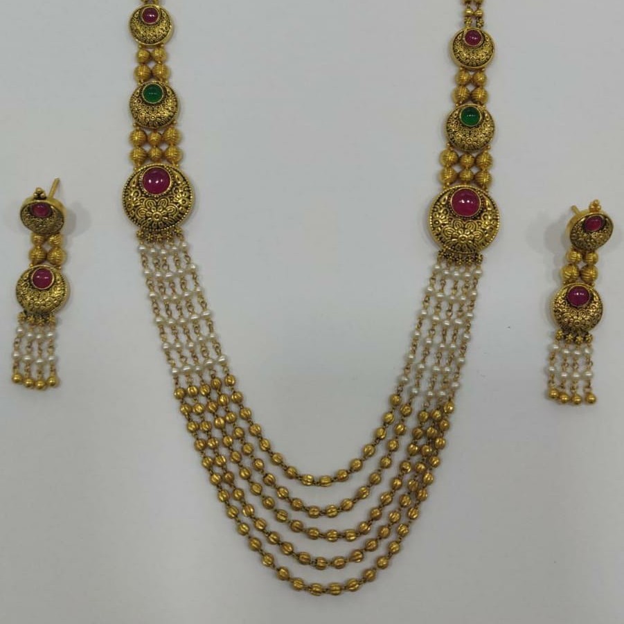 22KT Gold Rare Collection Of Pearl Beads With Green Colour
