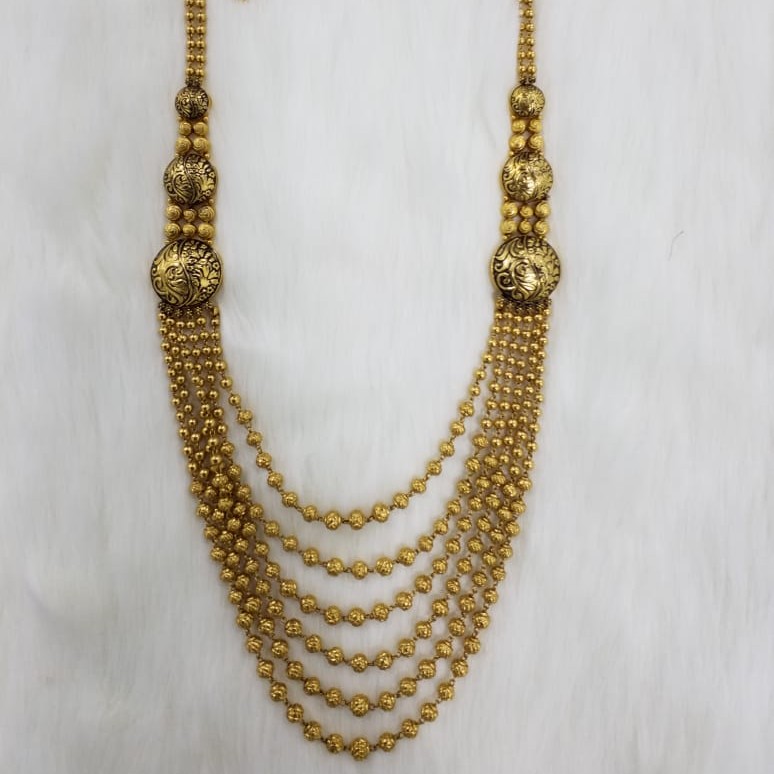 22KT Gold Beads Designer Long Necklace Set
