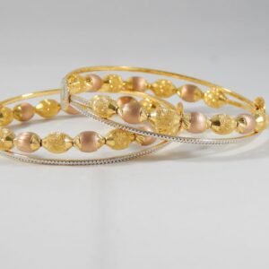 22KT Gold CNC Ball Cutting Kangan For Women