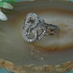 Sterling Silver Om Shape Design CZ Finger Ring For Women